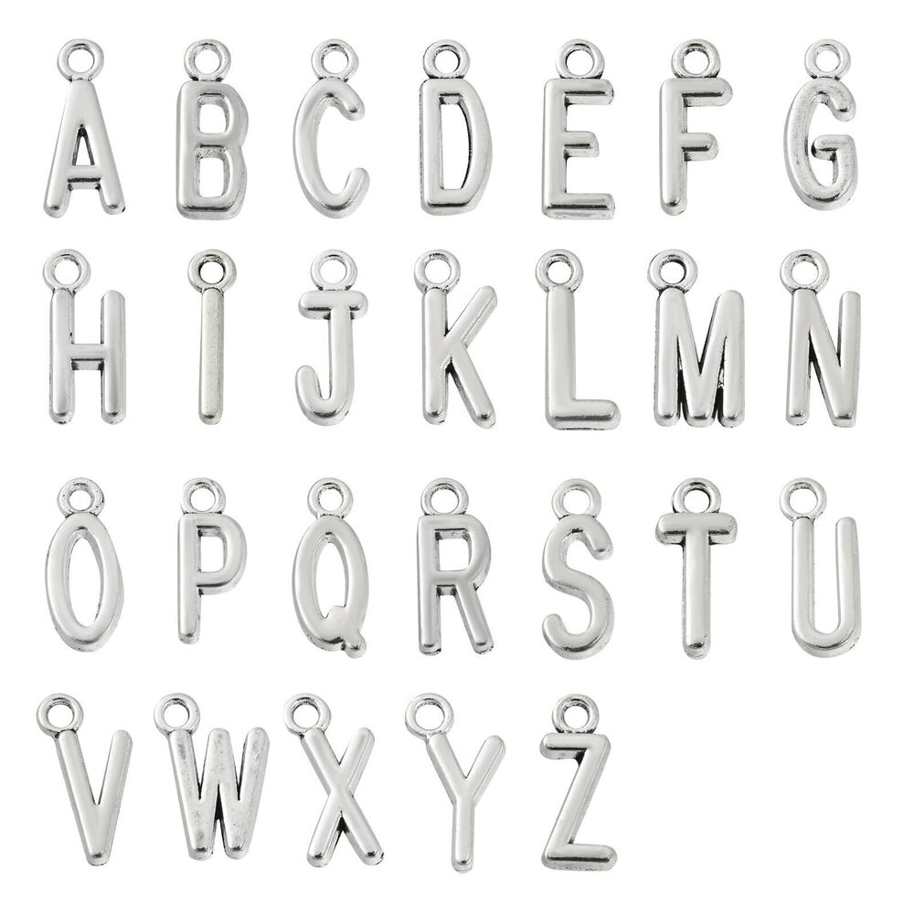 4110 130pcs A-Z Alphabet Charms Antique Silver Letter Charms Tibetan